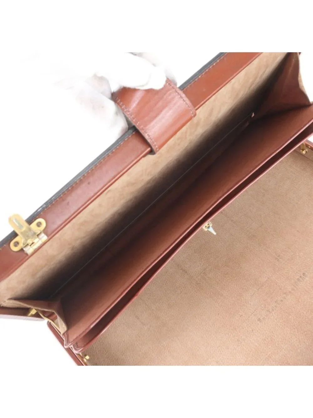 Loewe Anagram Leather Attache Case Hard Document Briefcase Brown